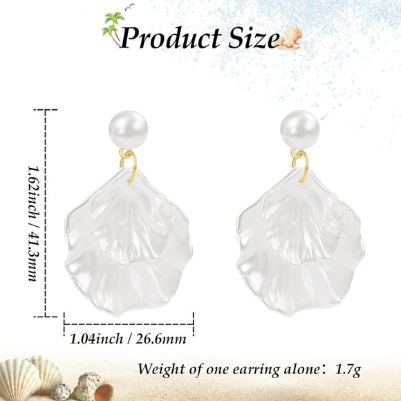 Women's Shell Pearl Earring Silver Bow Drop Jewelry Freshwater Pearl Bridal - Picture 6 of 6